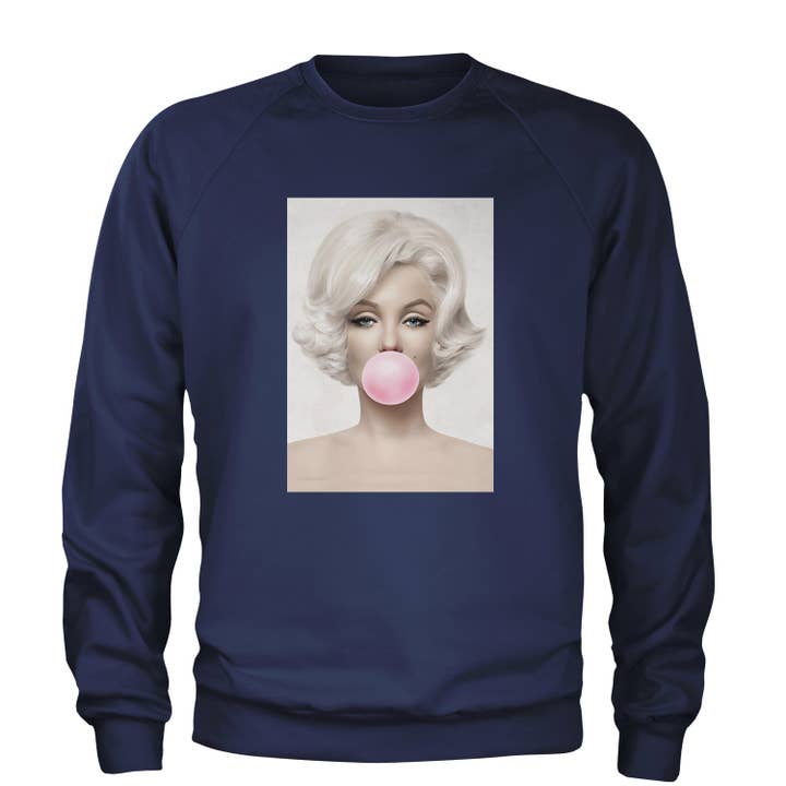 Expression Tees - Wholesale Graphic Sweatshirt - Unisex - Marilyn Monroe Pink Bubble Gum Adult Crewneck Sweatshirt6