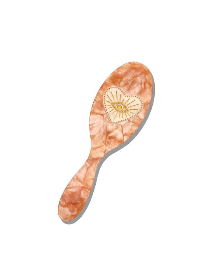 Hand-painted Celestial Heart Amazing Hair Day Brush | Eco-Friendly for wholesale by Solar Eclipse