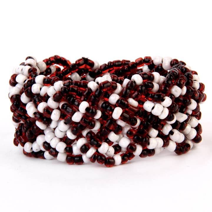 Game Day STRETCH braided bracelet Garnet & White mix for wholesale by Erik & Mike