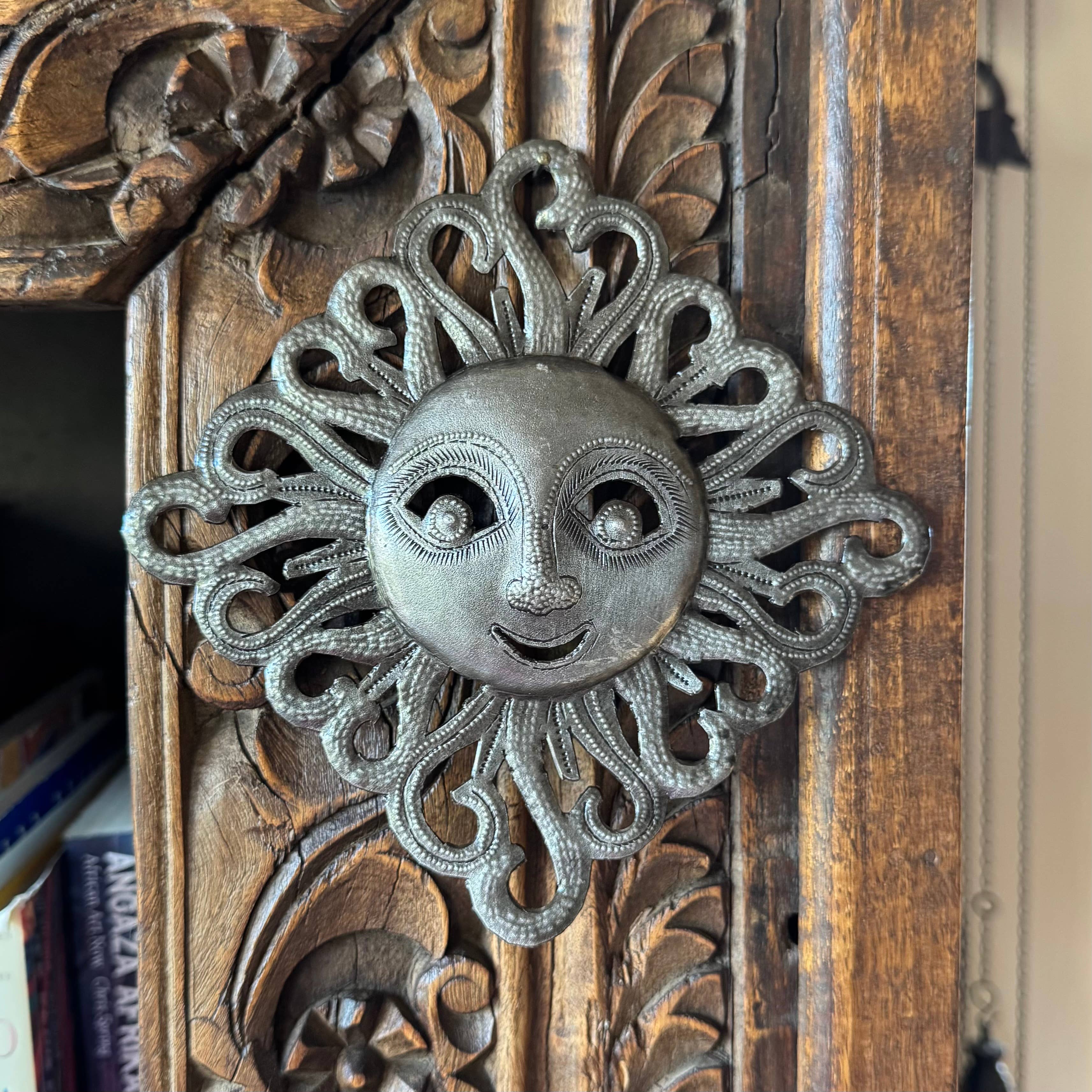 Haiti Fair Trade~ It's Cactus - Wholesale Wall Accent - Decorative Ray of Sunshine, Mini Sunface, Metal Decor, 7"0