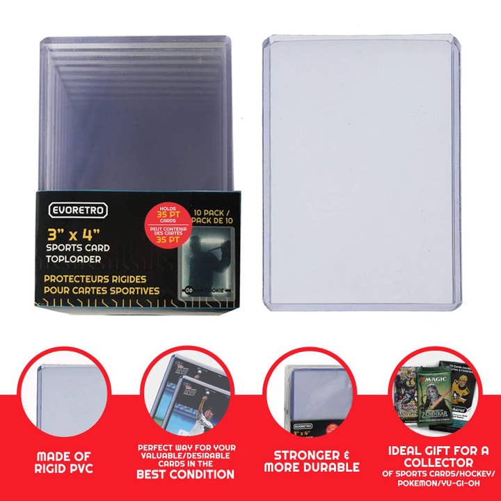 EVORETRO - Wholesale Card Game - Top Loaders - Sports Card Protector 35 PT - Pack of 25