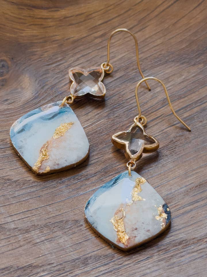 Col A ✦ Grüner Marmor Ohrhänger für den Großhandel von KLAEI DESIGN STUDIO