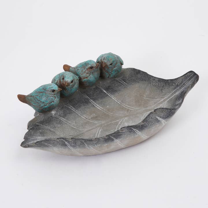 The Gerson Companies - Wholesale Bird Feeder - 12.8"L Resin Leaf Bird Feeder w/ Birds Accent1