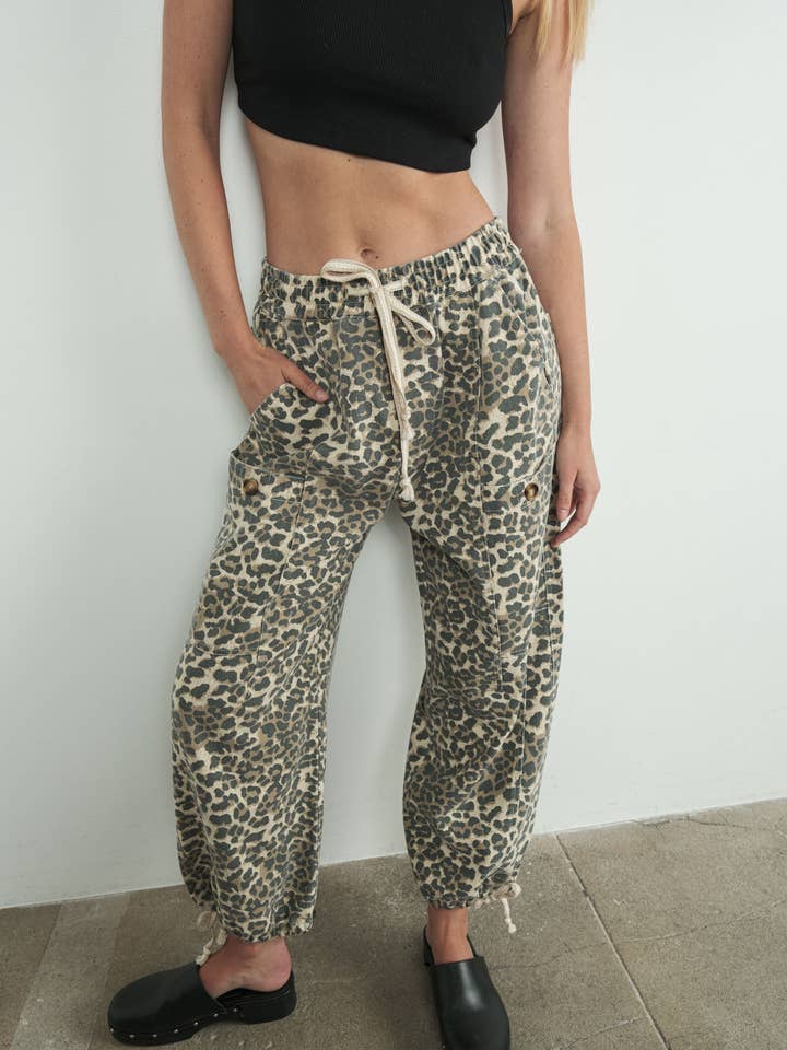 MAP2675-LEOPARD LEOPARD PRINT RELAXED FIT PULL-ON PANTS for wholesale on Faire