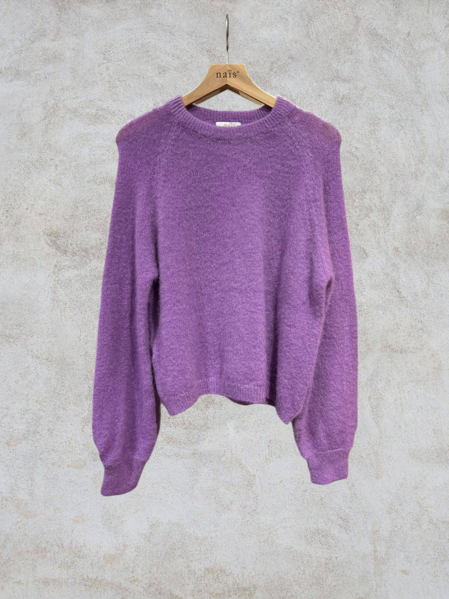 NAÏS PARIS - Wholesale Knit Sweater - Women's - Round neck sweater with buttoned sleeves in kid mohair and merino wool2