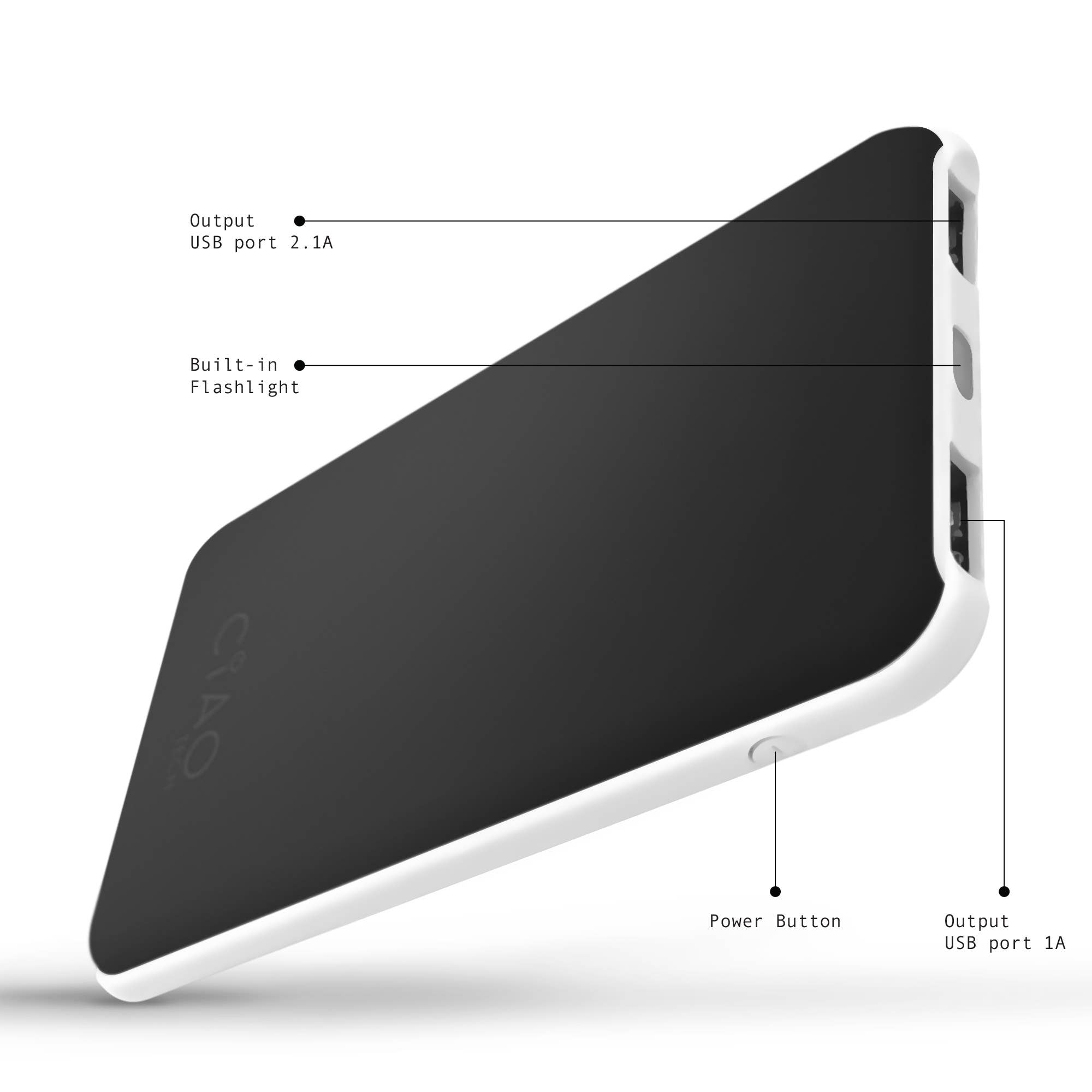 Black White Ciao Tech Stylish 6,500 Mah Rubberized Powerbank Black/White for wholesale on Faire2