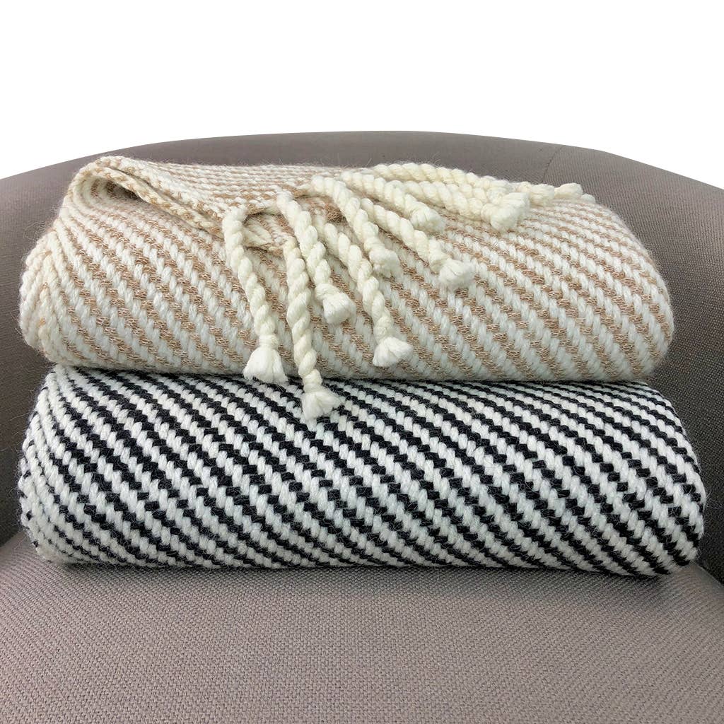SLATE + SALT - Wholesale Throw Blanket - Chunky Black Stripe Alpaca Throw Blanket3