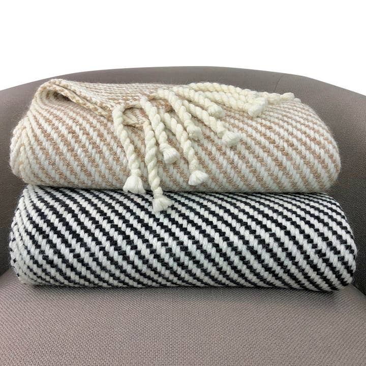 SLATE + SALT - Wholesale Throw Blanket - Chunky Black Stripe Alpaca Throw Blanket3