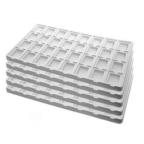 Zakka - Wholesale Jewelry Stand & Display - Flocked Tray Liner 32 Earring Puff Pad Insert White / Grey
