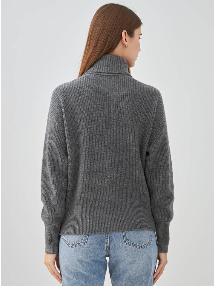 jw.atelier - Wholesale Knit Sweater - Women's - High-neck zip-up cardigan 100% cashmere 4-ply2