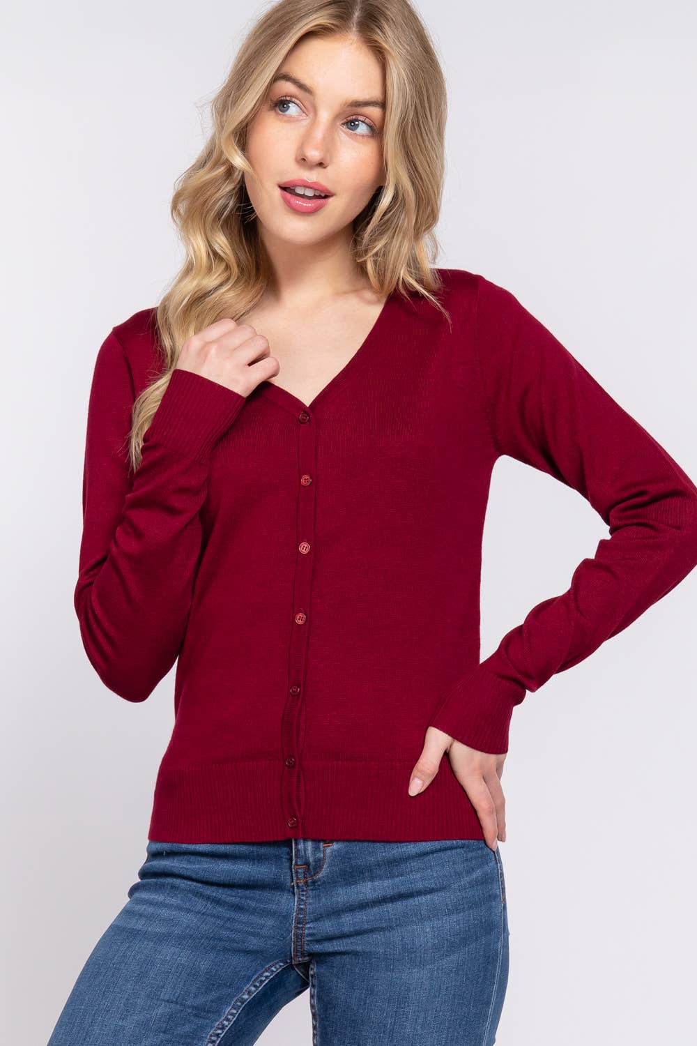 Active Basic | Active USA - Vendita all'ingrosso Cardigan - Donna - [TAGLIA FORTE] Cardigan Maglione con Scollo a V e Bottoni a Maniche Lunghe7