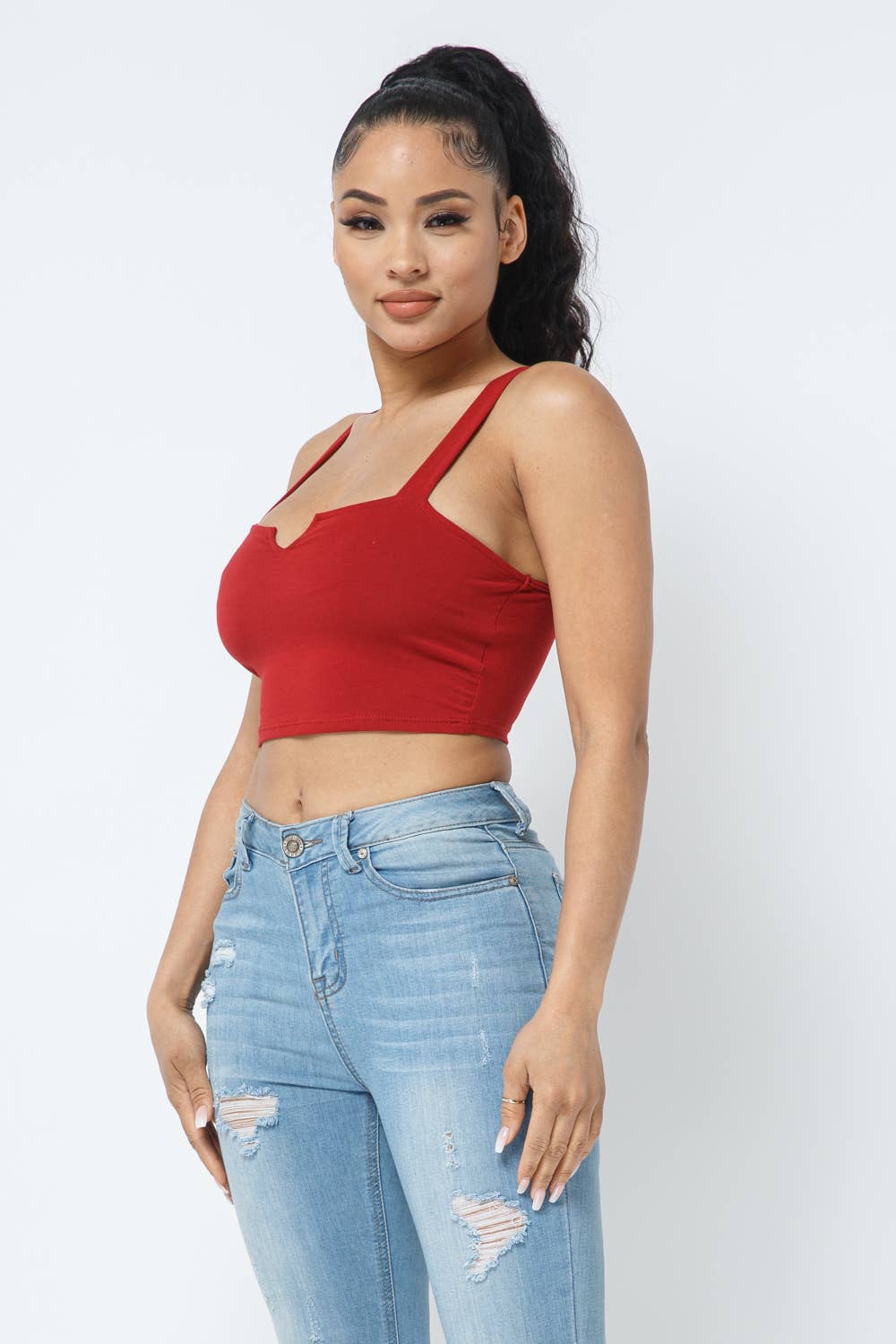 Julia by LoveJ - Wholesale Knit Top - Women's - V Cut Detail Sleeveless Crop Top7