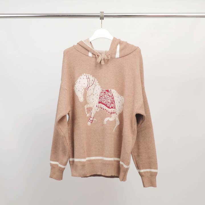 Cecile Wang - Wholesale Hoodie - Women's - Hoodie with horse pattern in soft knit – MSJ769202