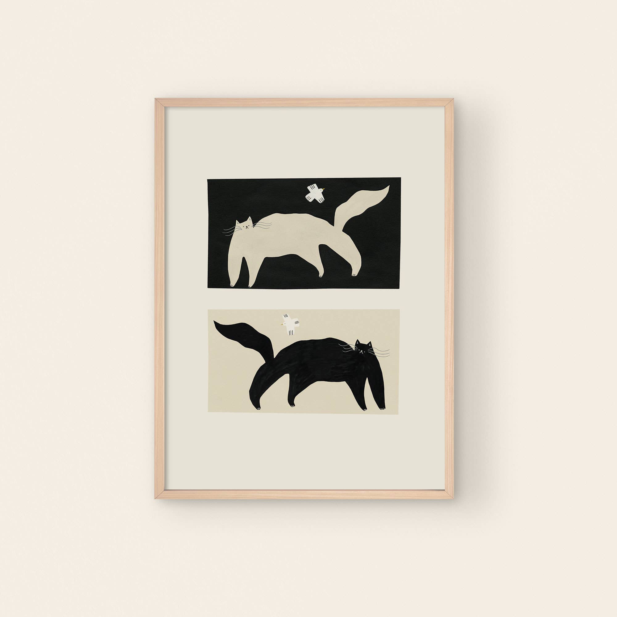 Little Black Cat Illustrated Goods – Engroshandel Kunsttryk – Negativ/Positive Katte Kunsttryk | Monokrom vægkunst0