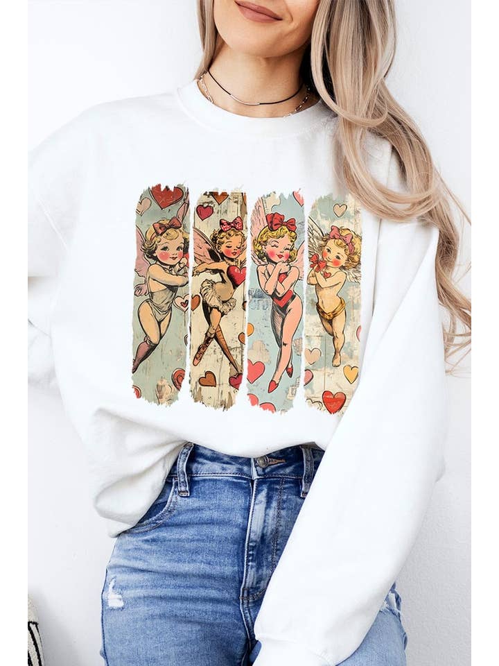 COLORBEAR - Wholesale T-Shirt (Graphic) - Unisex - Retro Cupid Graphic Fleece Sweatshirt9