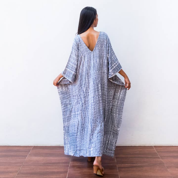 Bali Harvest – wholesale Kaftan – Women's – Tie Dye Kaftan Dress (Dark Gray) - Sun Beach Resort Wear