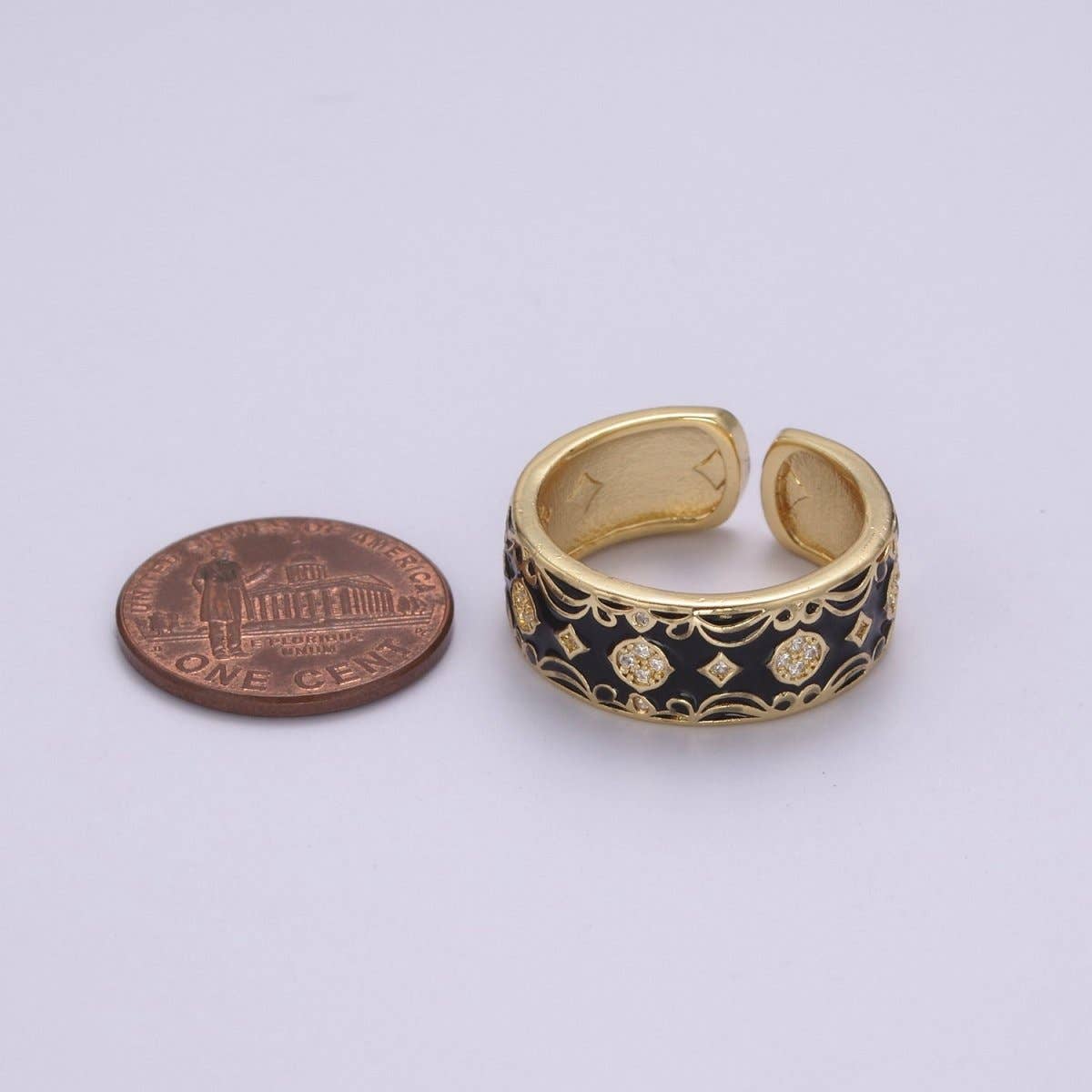 Aim Eternal - Wholesale Band/Stacked Ring - Vintage Enamel Victorian Ring in Black White Green Pink U-186~ U-1871