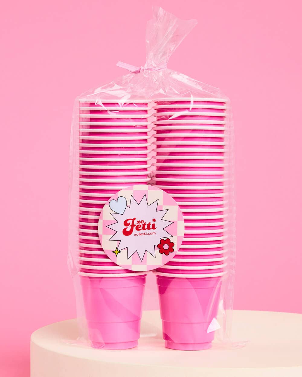 xo, Fetti - Wholesale Disposable Cup - Pink Plastic Shot Glasses, Bach Decor, Bday Party Supplies