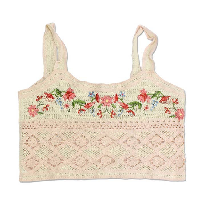 TOP COURT EN CROCHET À FLEURS pour la vente par Girly