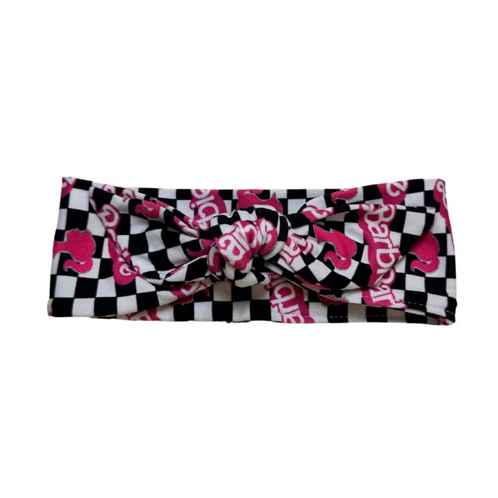Bandeau bébé à nouer - Barbie à carreaux pour la vente par Junque Food Headband Hair Accessories