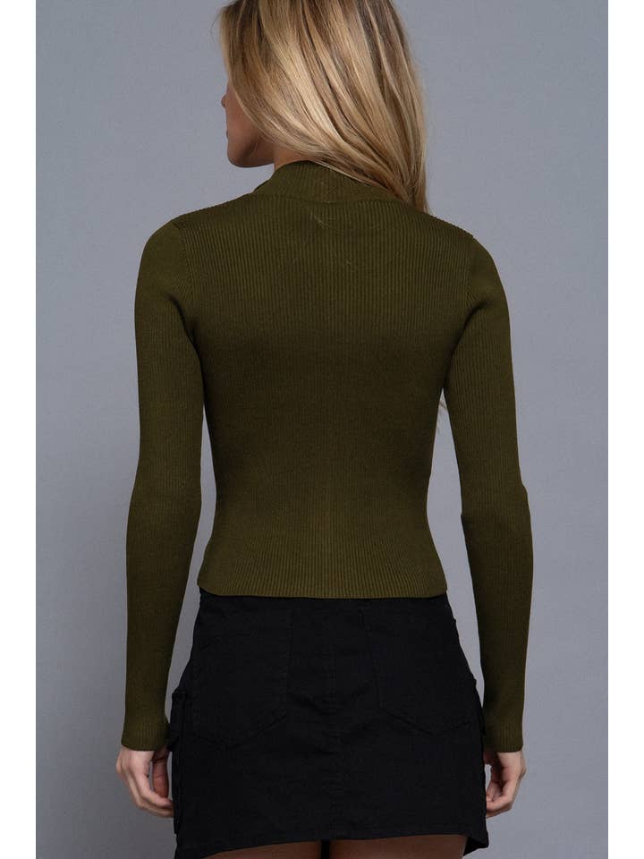 Active Basic | Active USA - Wholesale Knit Sweater - Women's - Long Sleeve With Two Way Open Zipper Detail Sweater18