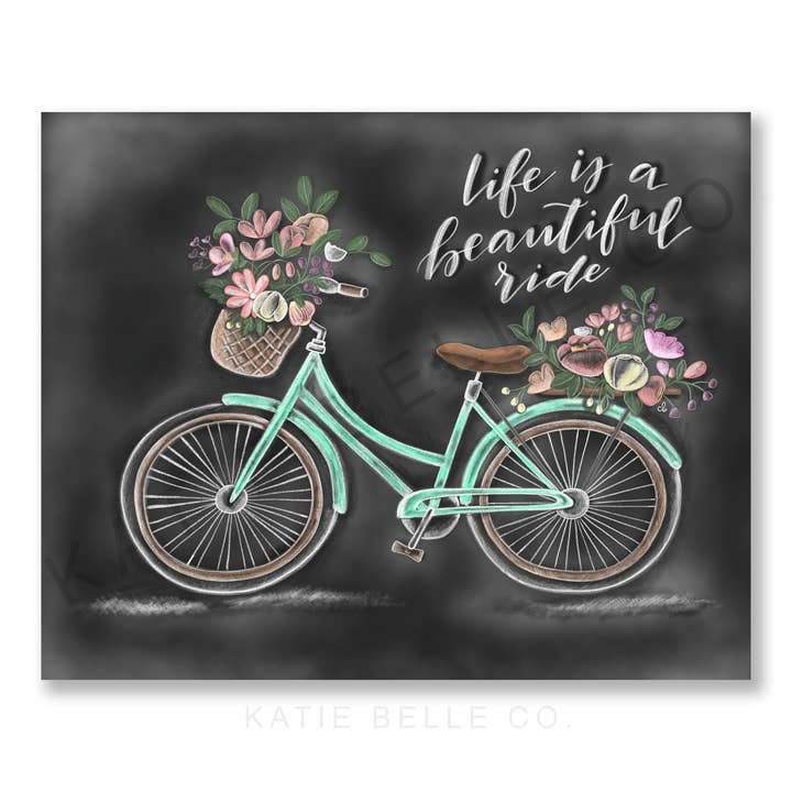 Katie Belle Co. - Vendita all'ingrosso Stampa artistica - Arte della bicicletta, amante delle attività all'aria aperta, decorazione primaverile, estiva, fiore4