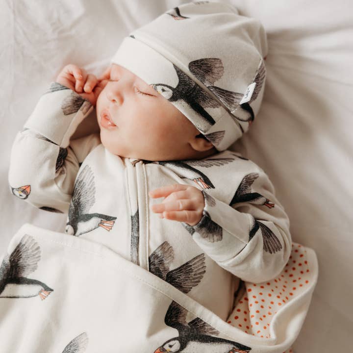Puffin Sleepsuit for wholesale by Fox and Lottie