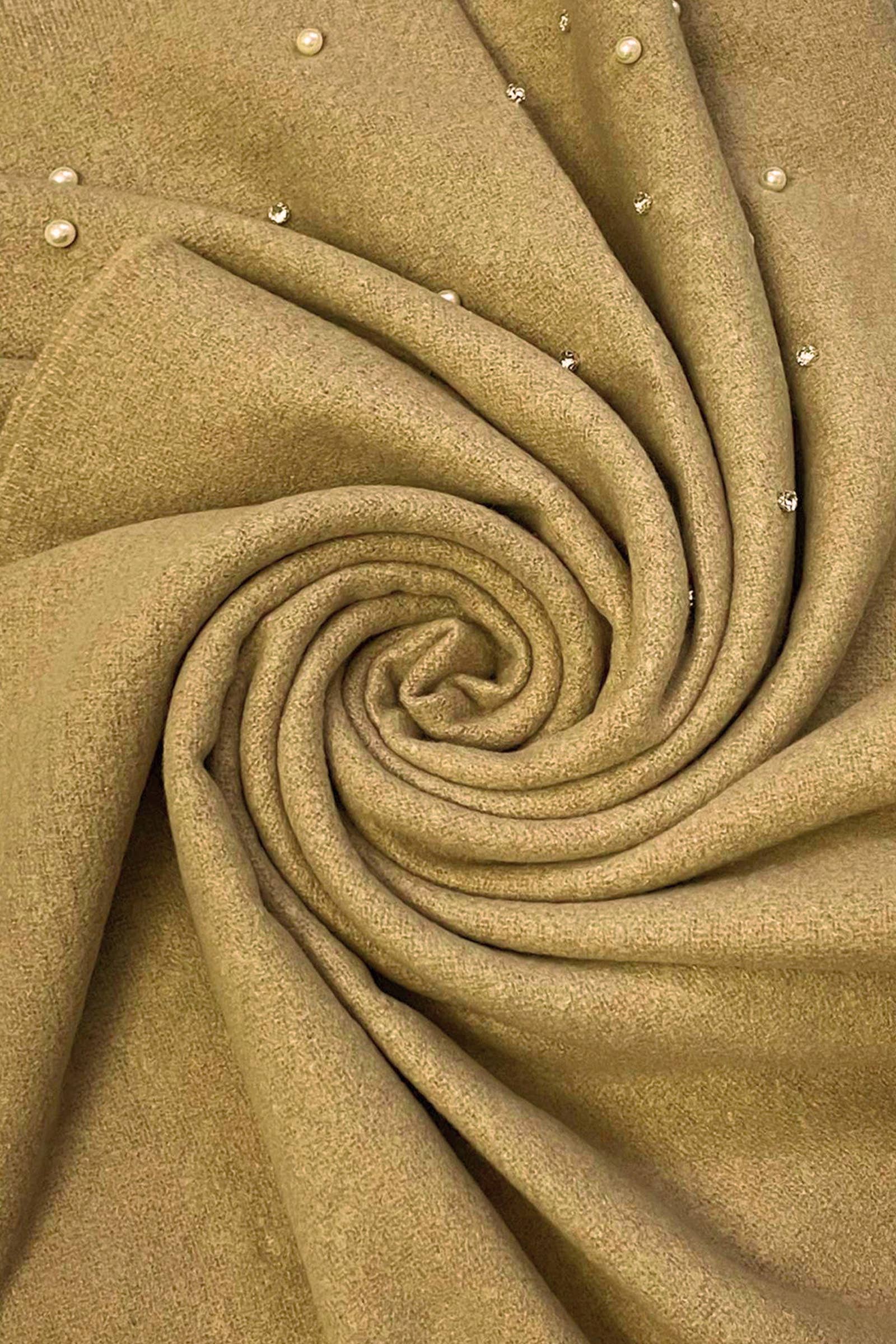 Fashion Scarf World - Wholesale Scarf - Women's - Pearl and Diamante Plain Wool Frayed Scarf28