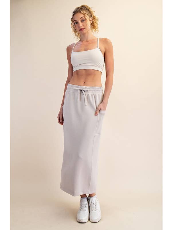 Sunday Morning - Wholesale Skirt - Women's - S327037- RELAXED FIT MODAL SCUBA LONG SKIRT4