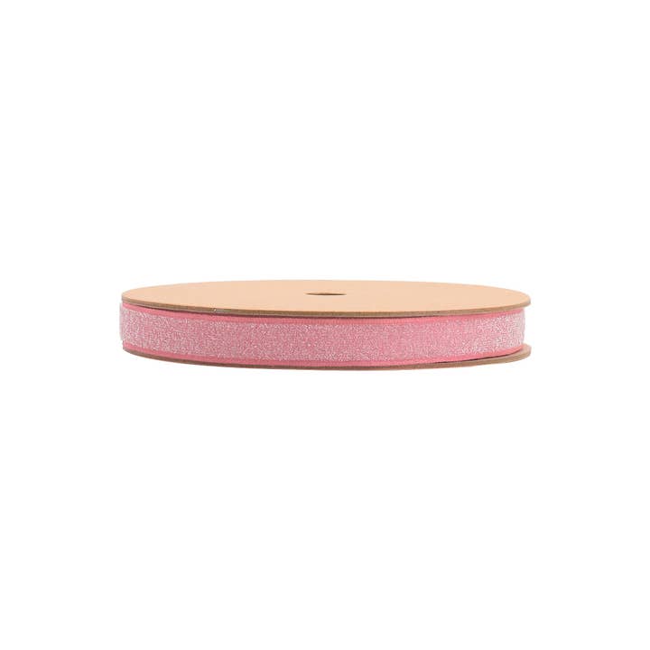 LA Ribbons Wholesale - Wholesale Ribbon – Gift wrapping - 5/8" Wired Edge Corsage Ribbon | Pink Glitter | 25 Yard Roll
4