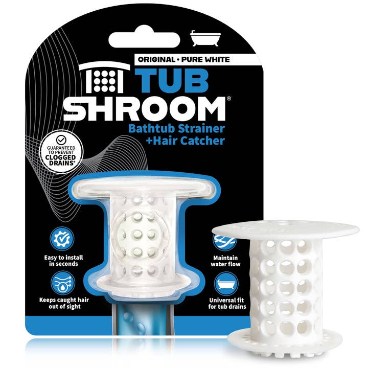 TubShroom (Blanc) — Le récupérateur de cheveux qui empêche le bouchage des évacuations de baignoire pour la vente par TubShroom