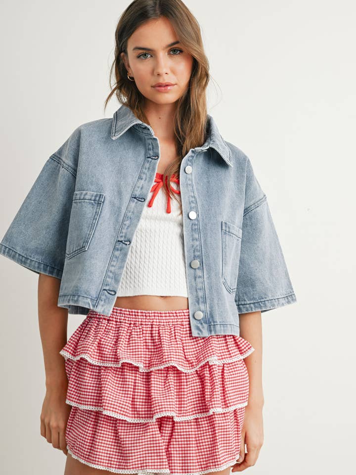 Mini-nederdel med flæser i lag - BMP7719 for engroshandel hos BUTTERMELON