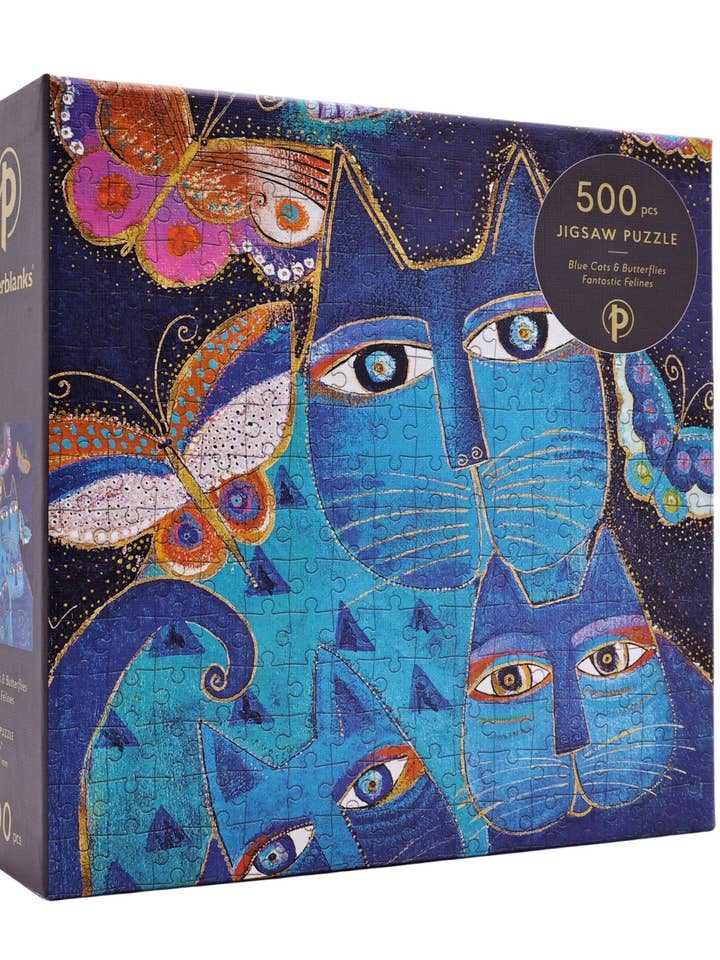 Paperblanks Blue Cats & Butterflies 500 Piece Puzzle for wholesale by Chronicle Books