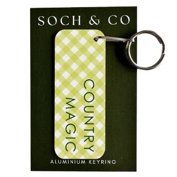 Country magic gingham keyring for wholesale by soch and co