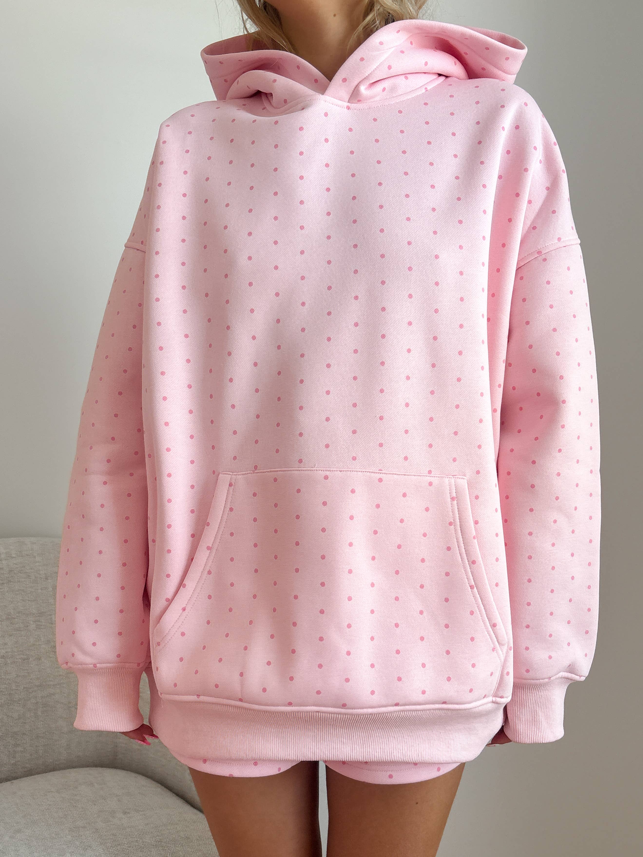 Sunkissed Coconut - Wholesale Hoodie - Women's - Light Pink Polka Dot Hoodie 100% Cotton6