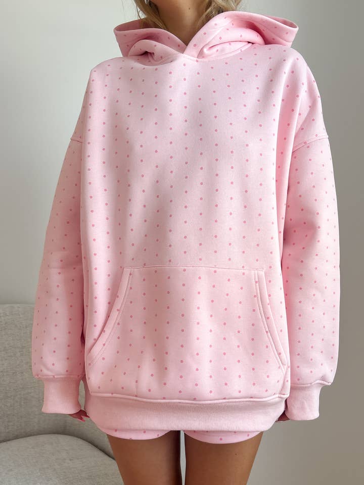 Sunkissed Coconut - Wholesale Hoodie - Women's - Light Pink Polka Dot Hoodie 100% Cotton6