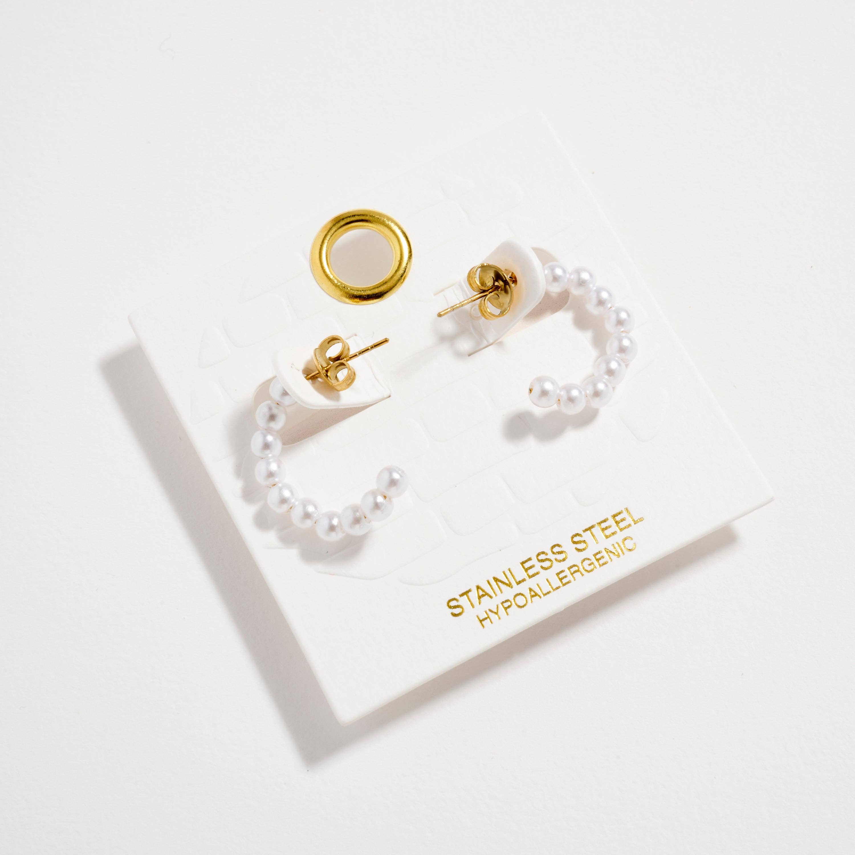 Frem - Wholesale Hoop Earrings - Stainless Steel Pearl Hoop Earrings – Hypoallergenic & Tarnish Free1