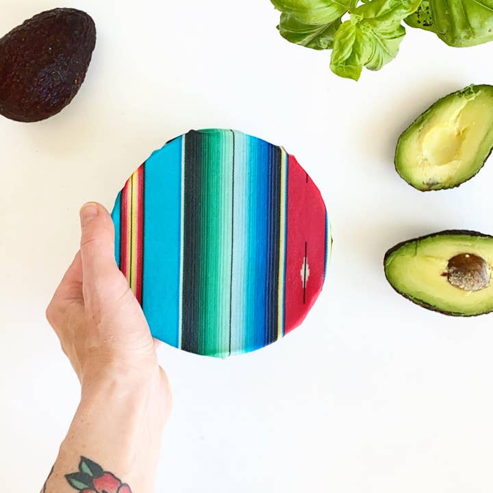 Reusable Beeswax Food Wrap - Sarape (Aqua) for wholesale by Bee Nice Goods