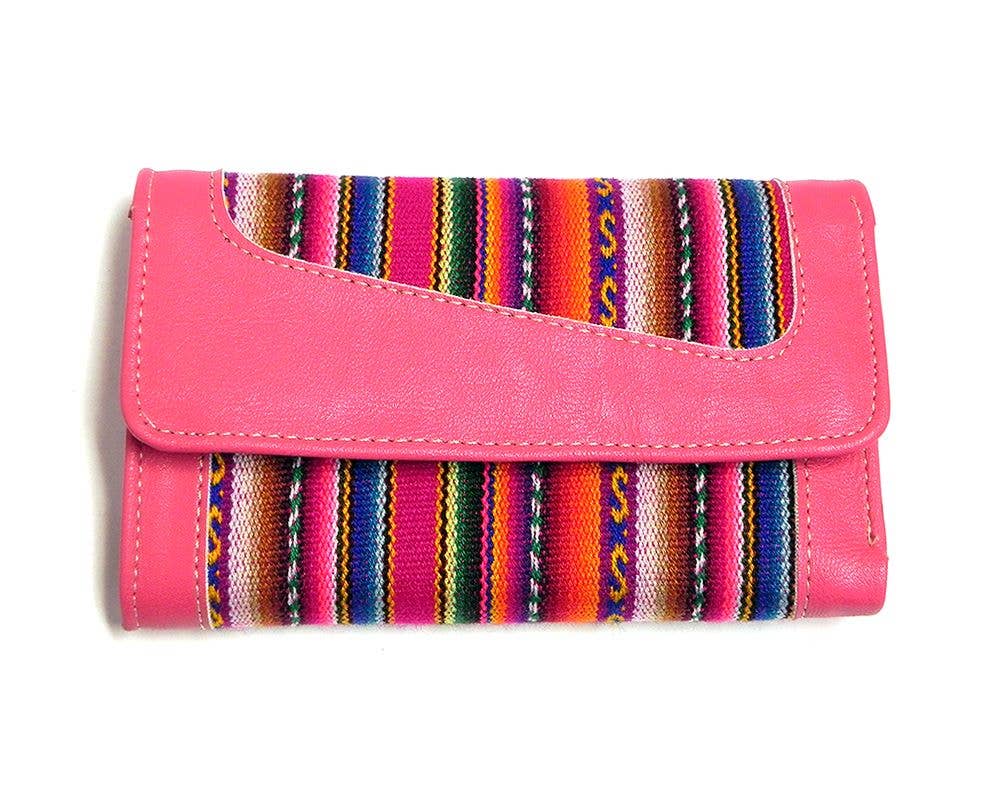 Pichincha - Vente Portefeuille – femme - Portefeuille à trois volets en cuir péruvien à rayures tribales12