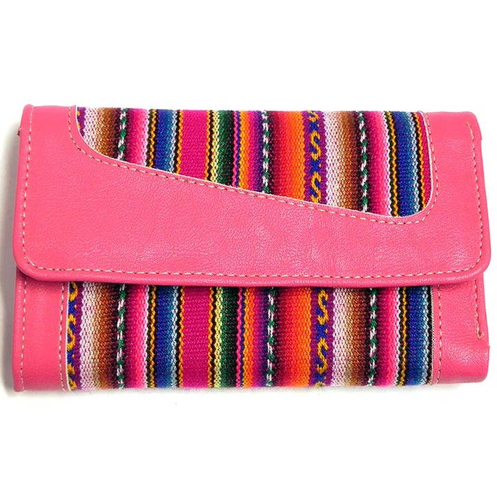 Pichincha - Vente Portefeuille – femme - Portefeuille à trois volets en cuir péruvien à rayures tribales12