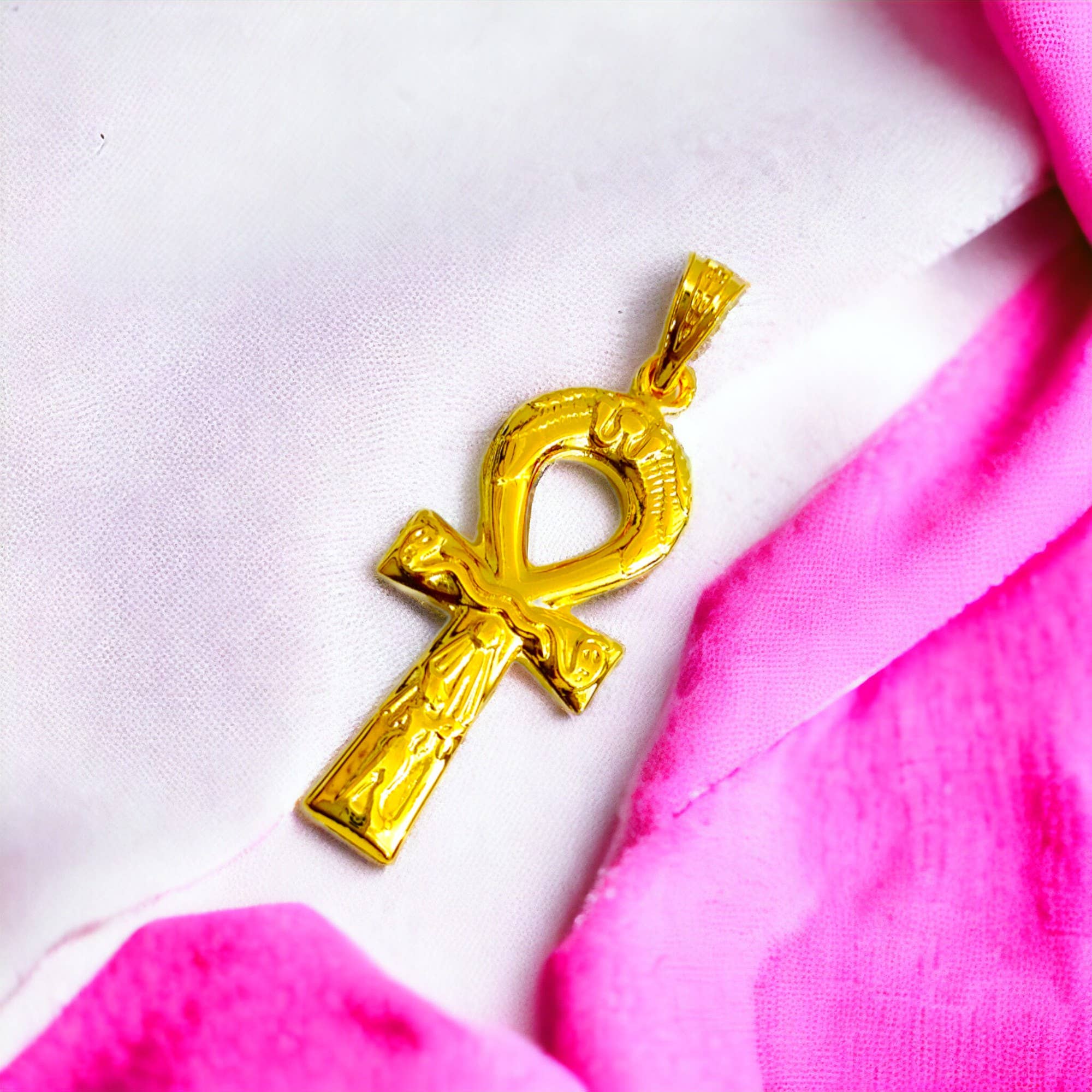 ALADDIN'S LAMP JEWELRY - Wholesale Individual Charm/Pendant - Gold Key Of Life Ankh Akhenaton Prayers Pendant5