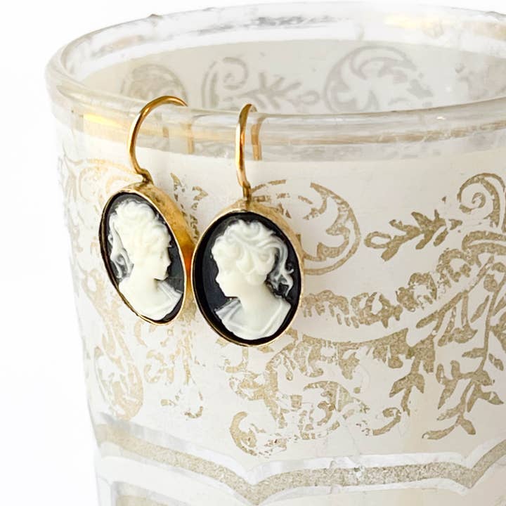 Nest Pretty Things - Wholesale Dangle Earrings - Small Black Cameo Earrings4