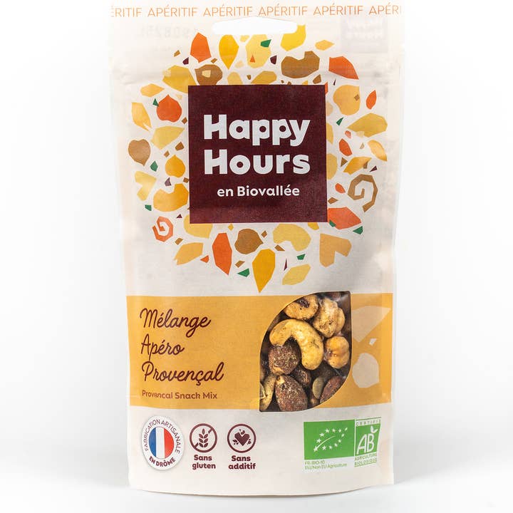 Happy Hours en Biovallée - Wholesale Trail Mix - Organic Provencal Aperitif Mix Bag -115gr