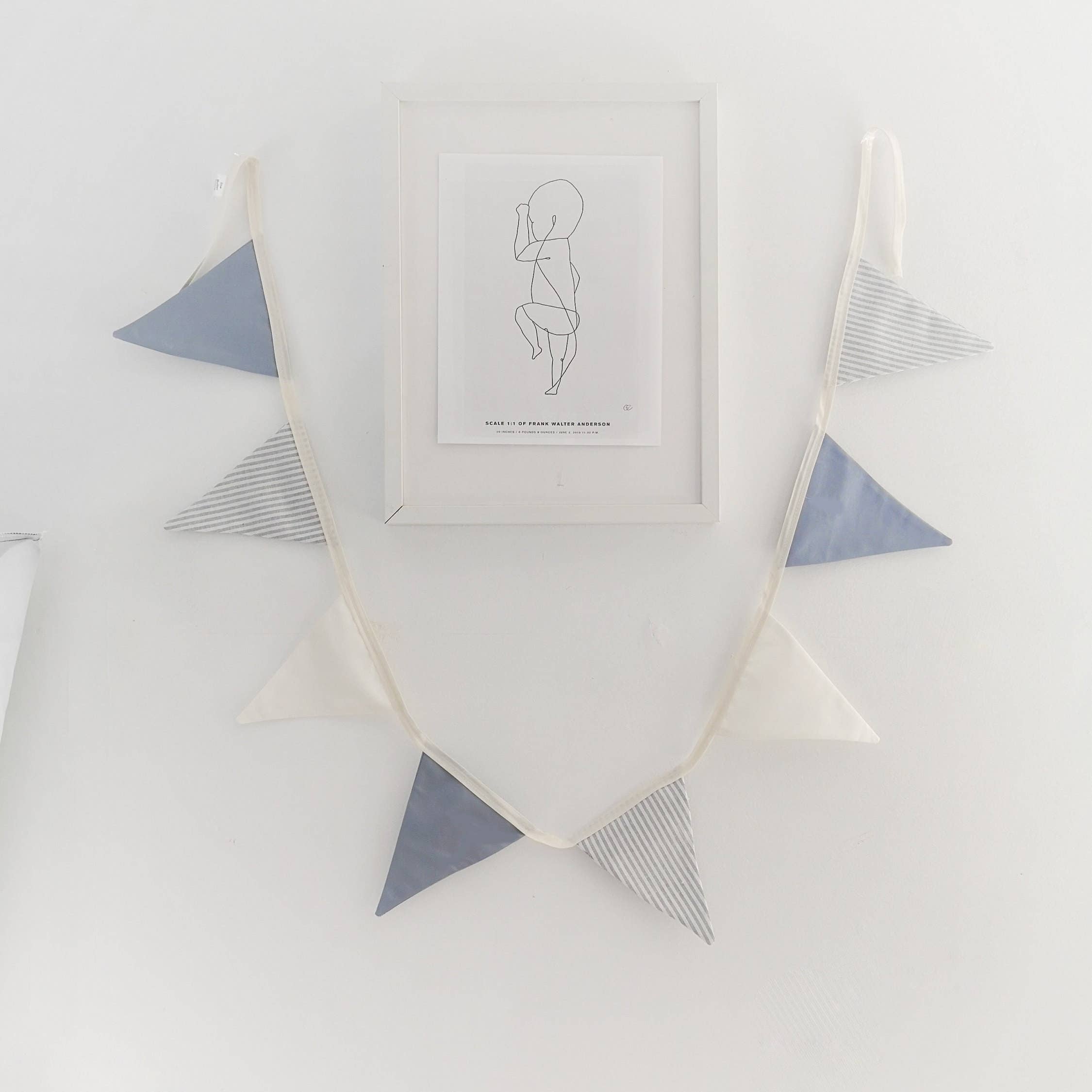 The Butter Flying - Wholesale Bunting/Garland - Striped Blue linen pennant garland 7