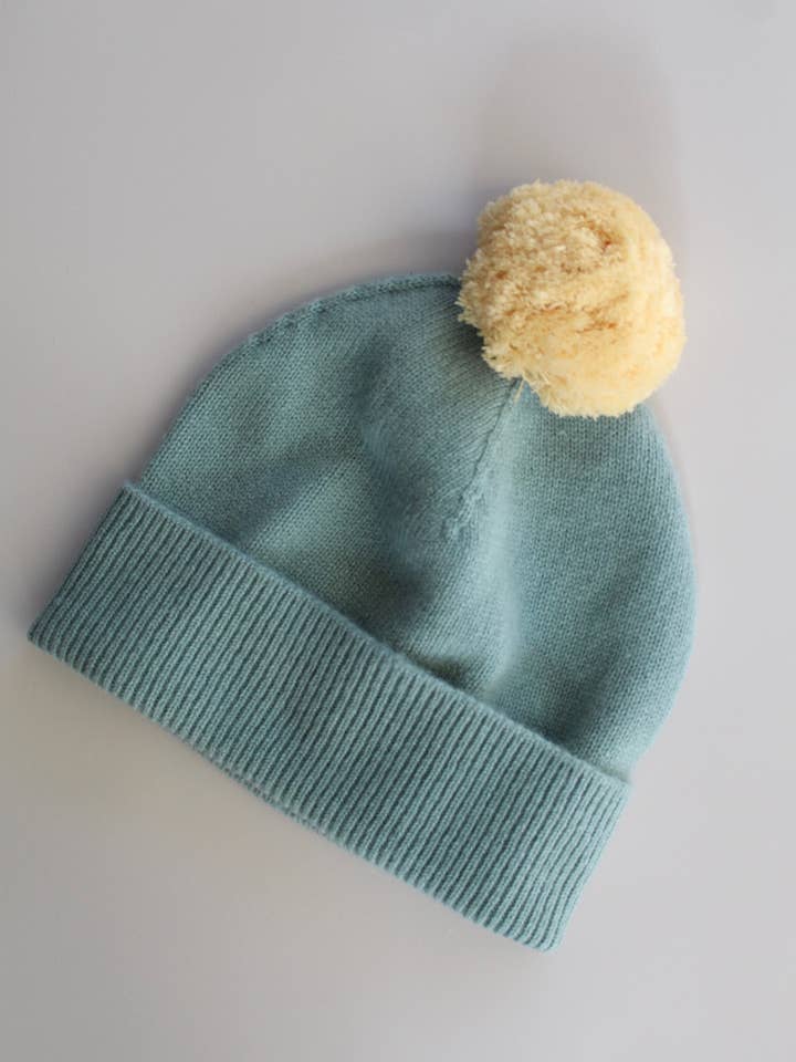 Cashmere Pom-pom Beanie - Sage for wholesale by Heirloom Cashmere