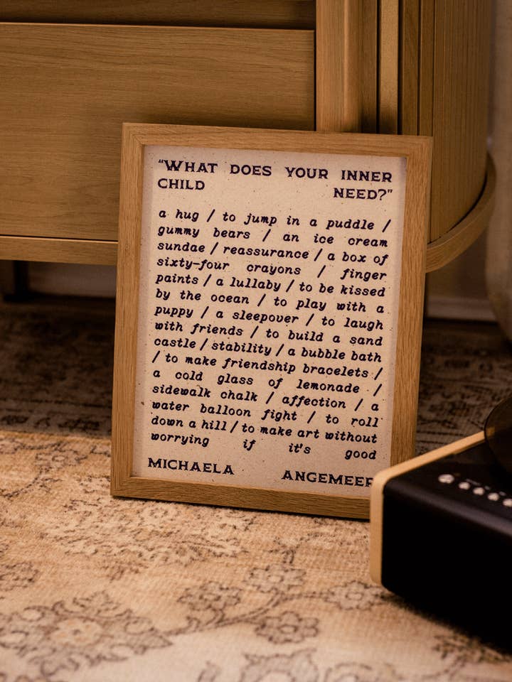 What Does Your Inner Child Need Poetry Print for wholesale by Pitter Patter