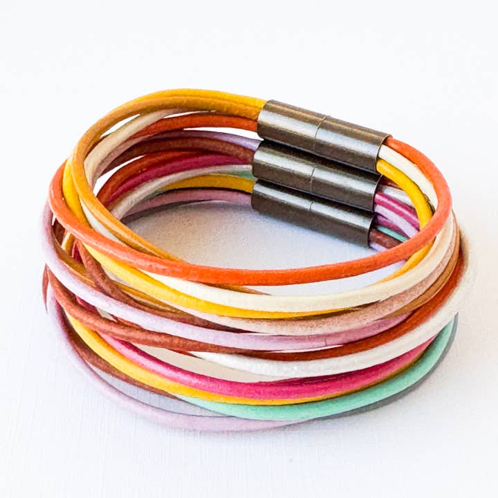 Nest Pretty Things - Wholesale Woven/Braided Bracelet - Colorful Magnetic Leather Cord Bracelet
