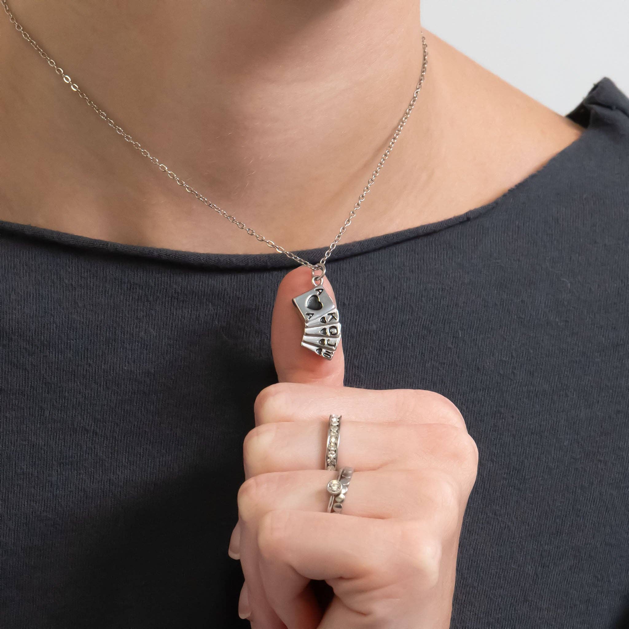 WJW - Wholesale Individual Charm/Pendant - 18K Gold PVD Stainless Steel Playing Cards Charm3