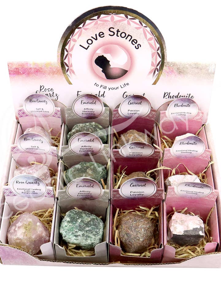 (ENSEMBLE DE 12) BOÎTE D'EXPOSITION POP-UP - PIERRES D'AMOUR (ENSEMBLE DE 12) 8,5 pour la vente par Oceanic Linkways Inc