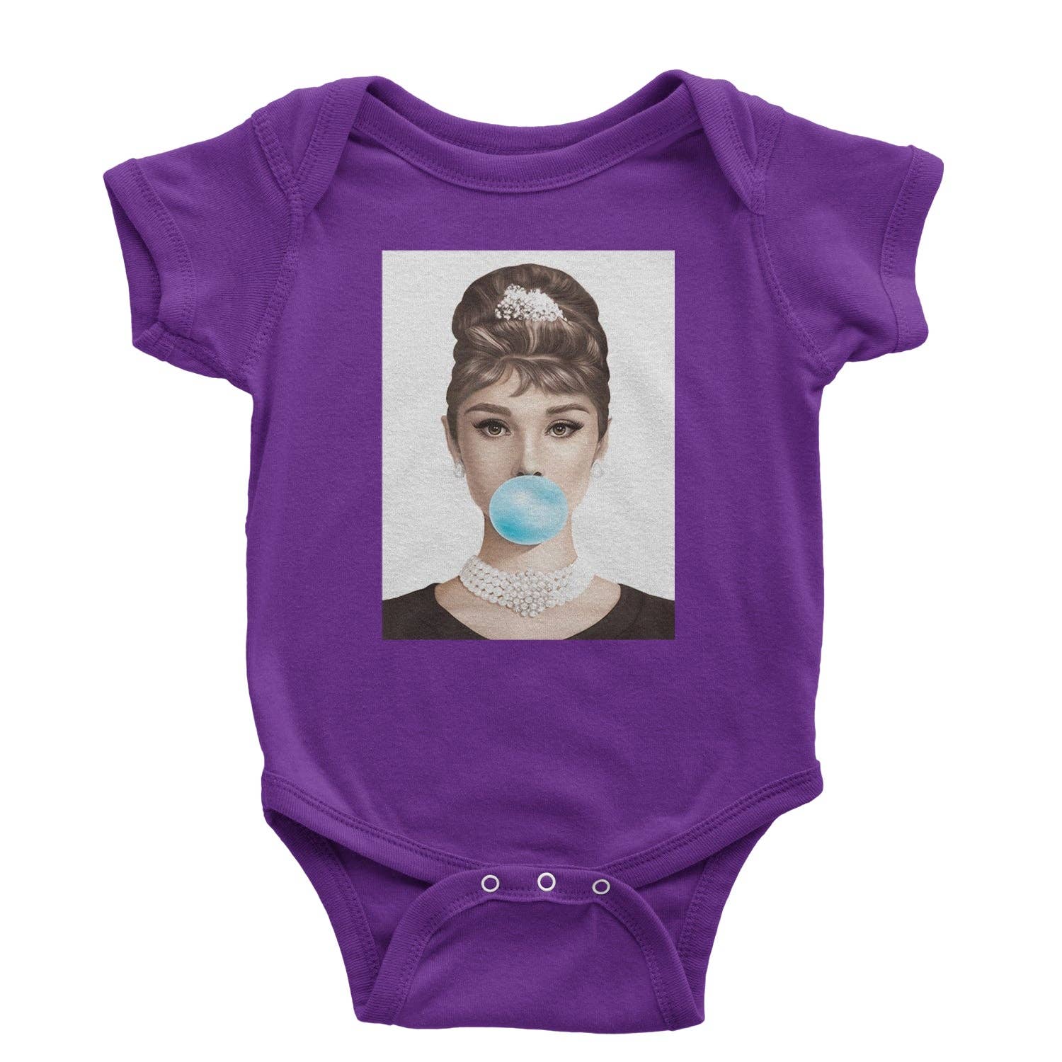 Expression Tees - Vente Body (sans pieds) – bébé - Barboteuse une pièce et t-shirt pour tout-petit Audrey Hepburn Chewing Bubble Gum American Icone7